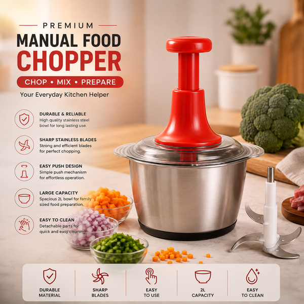 Premium 2L Manual Metal Body Vegetable & Meat Chopper –  BazaarFlow